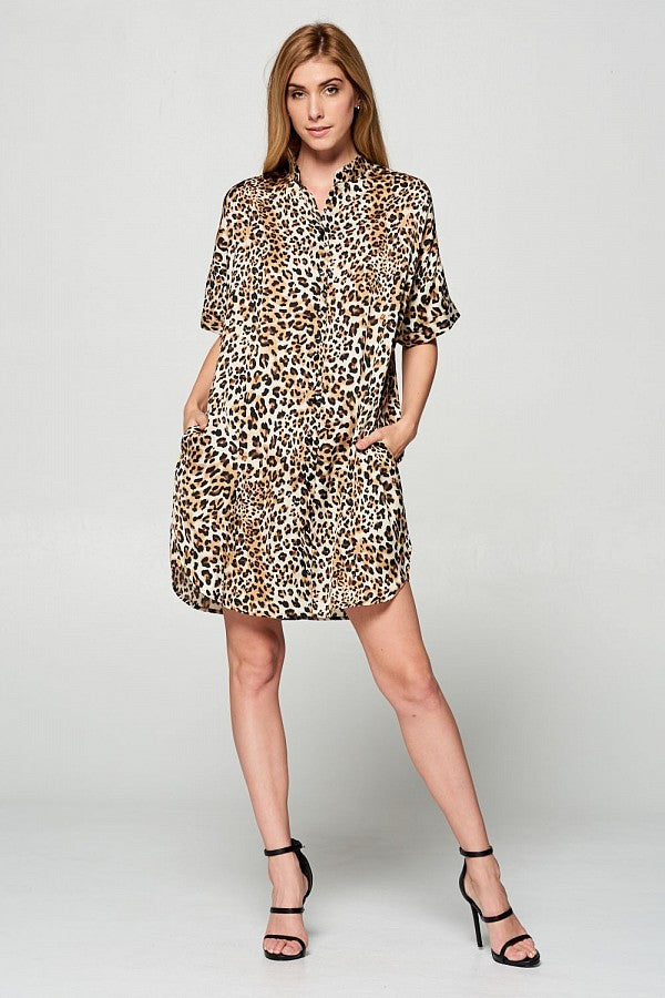 Leopard Print Shirt Dress