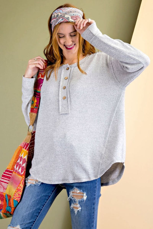 Not Your Basic Henley Brushed Top