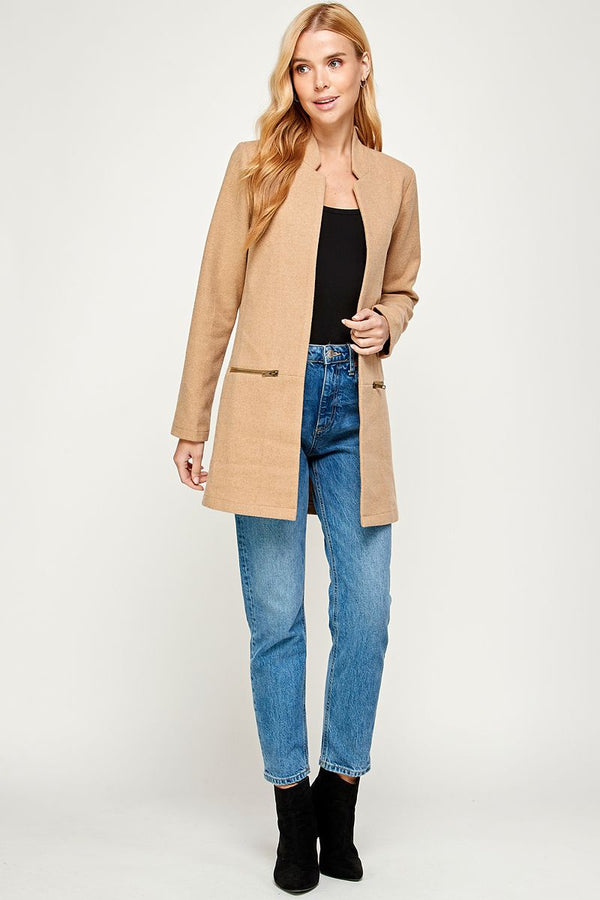 Kate Collarless Long Jacket