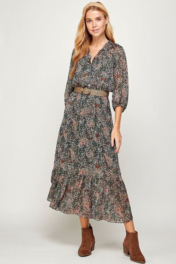 Fall For Me Paisley Floral Dress