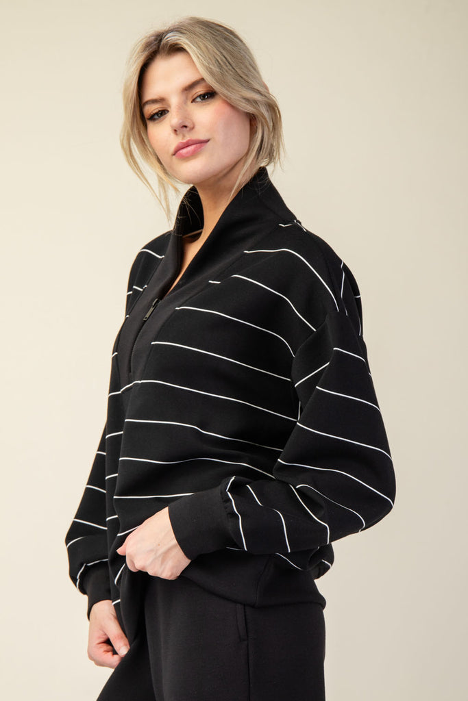 Feels Like Silk Quarter Zip Top (Black)