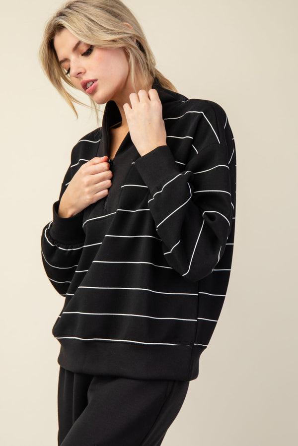 Feels Like Silk Quarter Zip Top (Black)