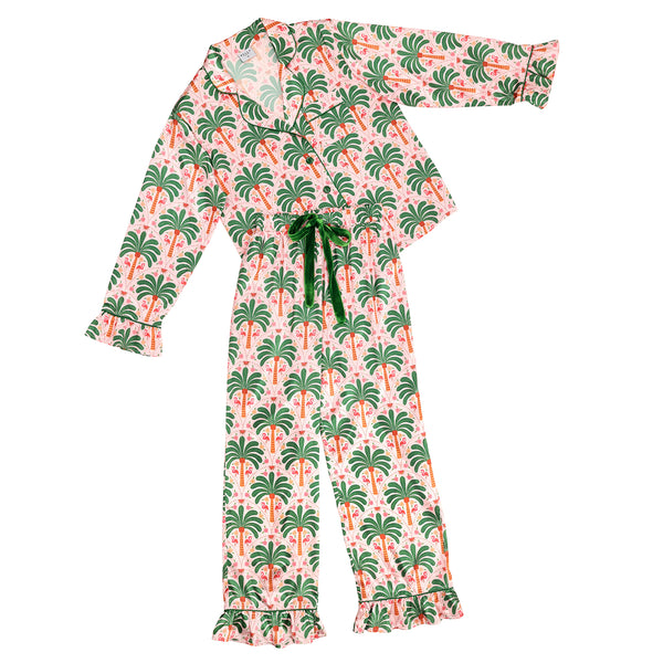 LS Ruffle Palm Beach Pant Set