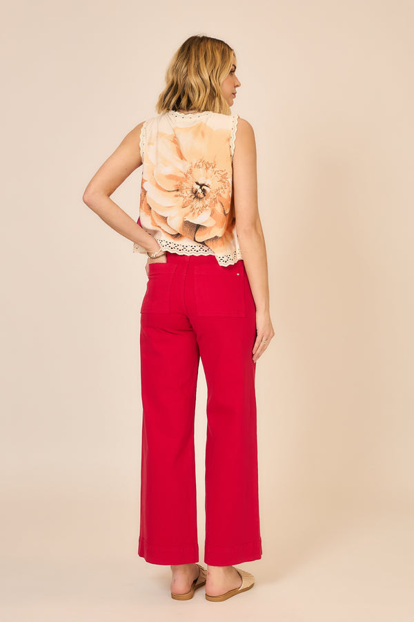 Poppy Wide Leg Red Pant
