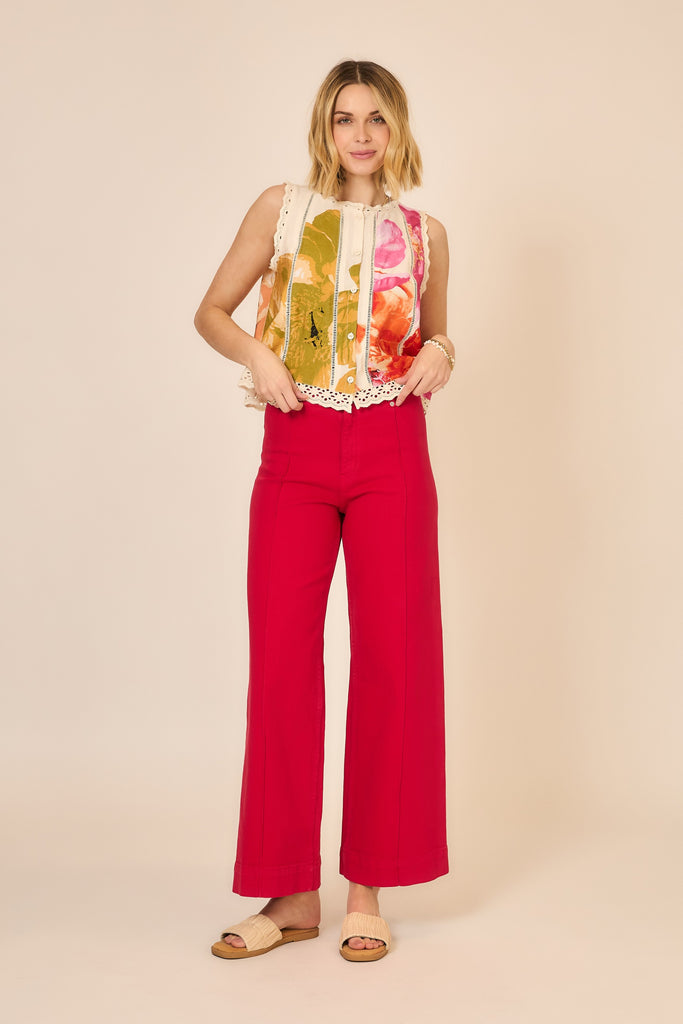 Poppy Wide Leg Red Pant