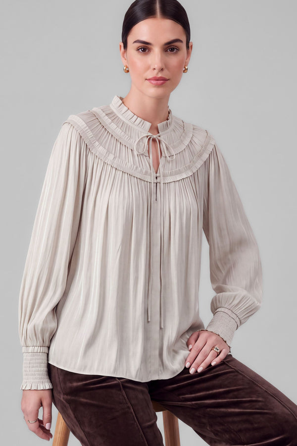 Vivienne Pleated Tie Neck Blouse