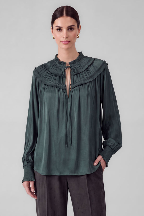 Vivienne Pleated Tie Neck Blouse