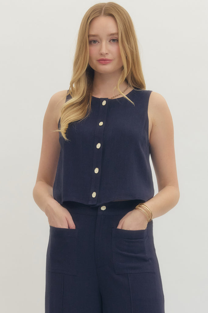 Navy Pearl Vest