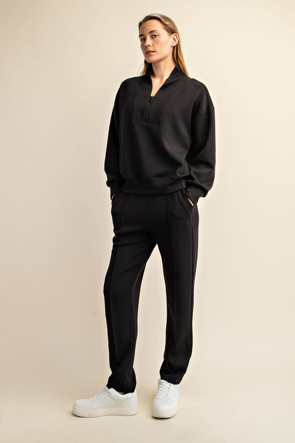 Luxe Modal Quarter Zip-Black