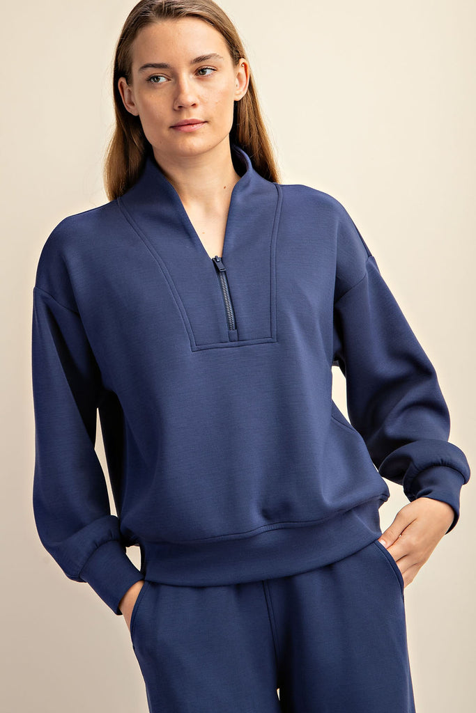 Luxe Modal Quarter Zip-Navy