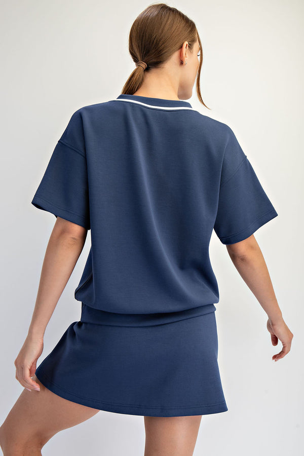 Modal SS V-neck Top with Piping