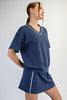 Modal SS V-neck Top with Piping