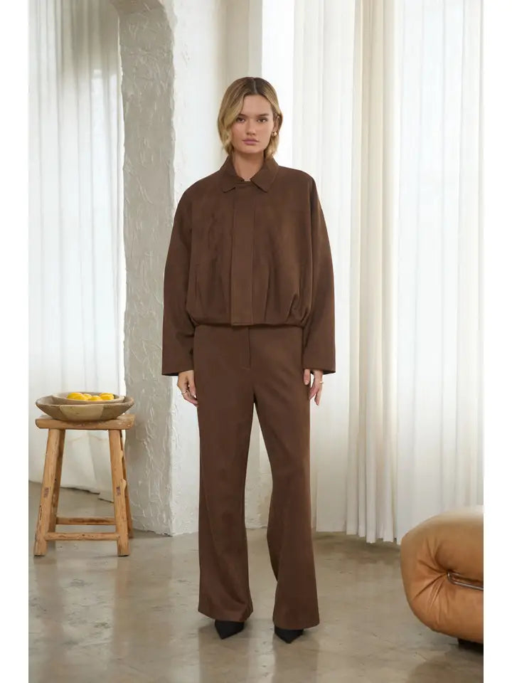 Tatum Bubble Hem Sueded Jacket