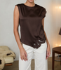 Sienna Espresso Lace Trim Top