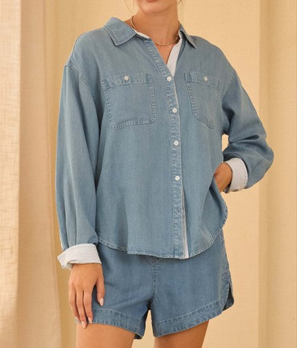 Effortlessly Refined Chambray Top