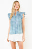 Flutter and Floral Blue Top
