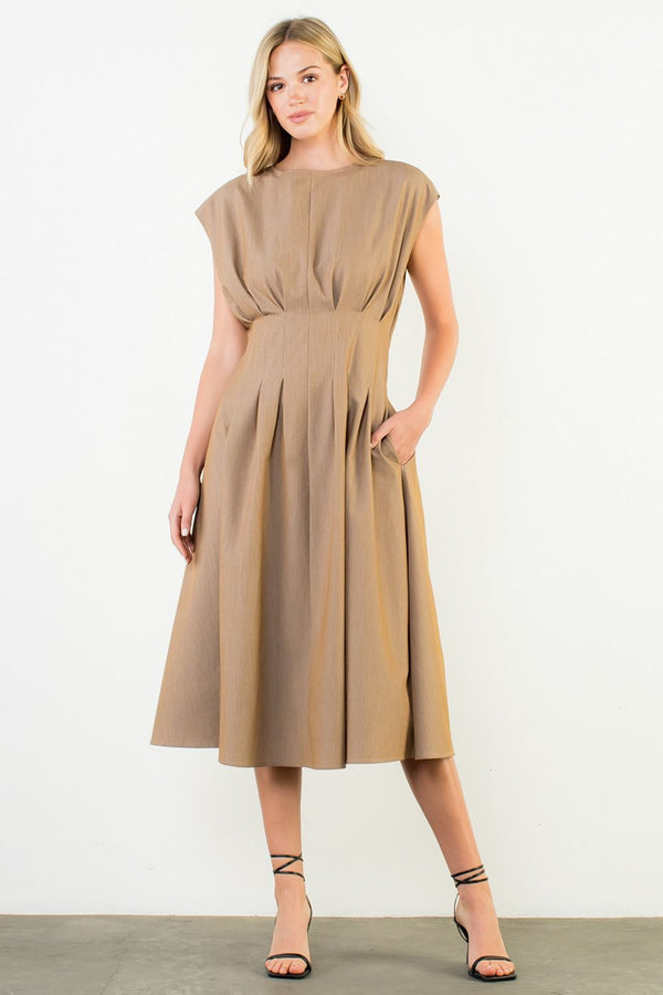 Riley Cinch Waist Dress - Khaki