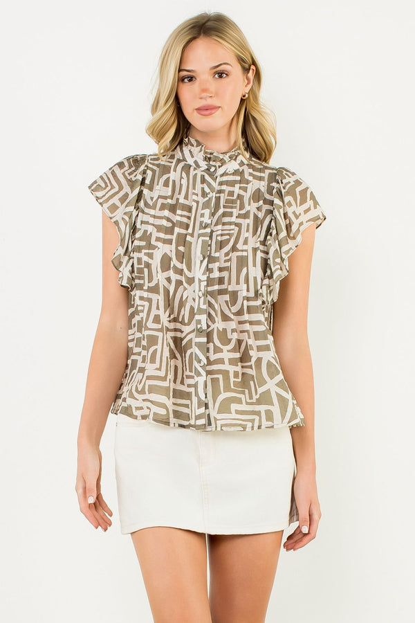 Fun Flutter Sleeve Print Top