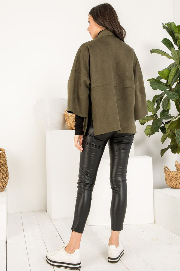 Cozy Chic Sueded Open Cardigan