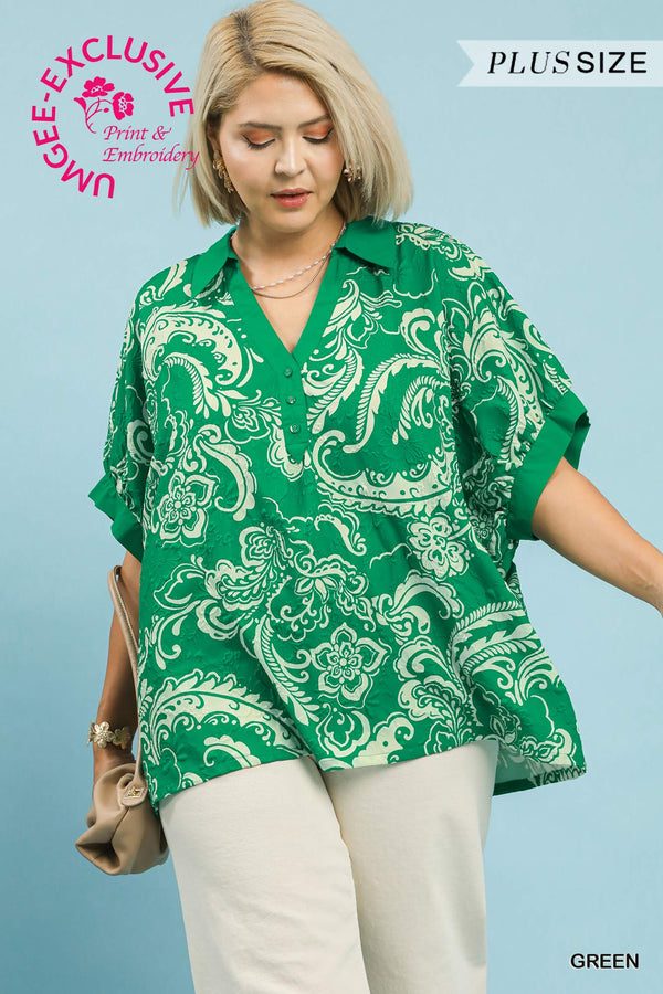 P-Pretty Green Paisley Top