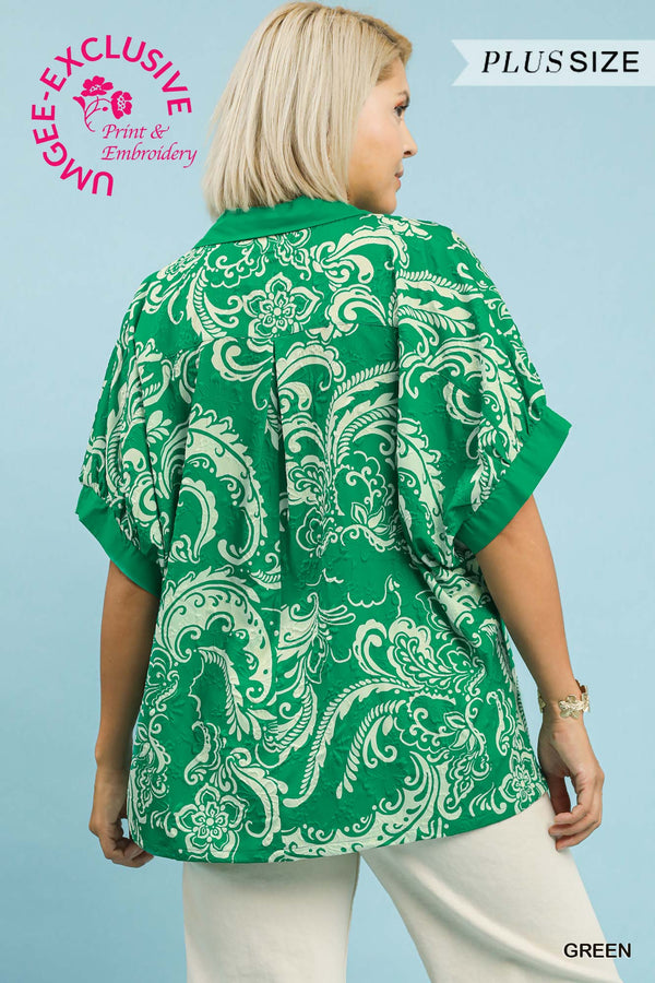 P-Pretty Green Paisley Top