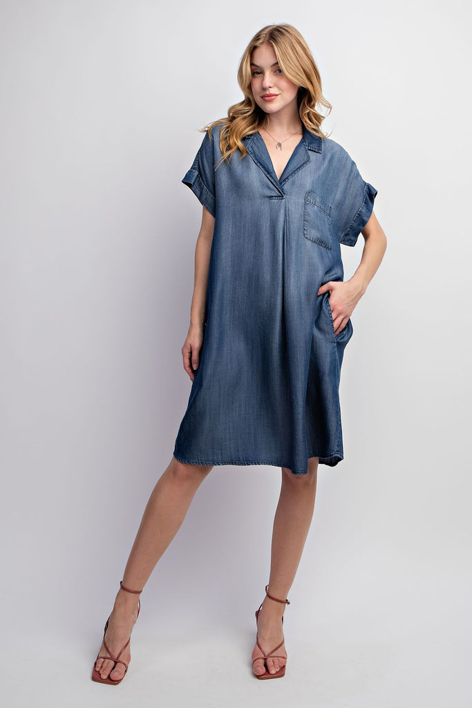 short sleeve chambray dress So Soft Washed Chambray Dress