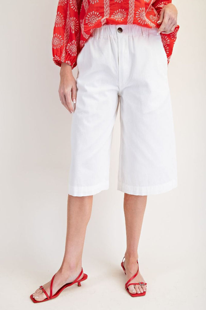 High waist white jorts
