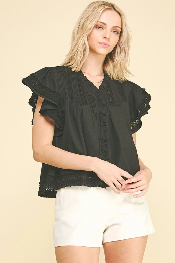 Frilly Lace Trim Blouse