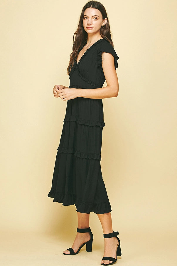 Pinch black ruffle dress