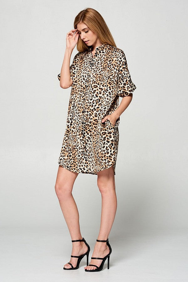 Leopard Knit Shirtdress main image 1